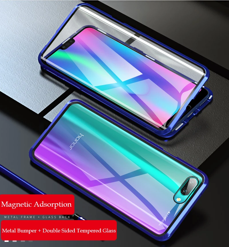 Встроенный Магнитный чехол стеклянный магнит Адсорбция чехол для huawei Honor 10i Honor V10 Передняя и задняя стеклянная крышка чехол Honor 10
