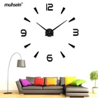 Настенные часы с акриловыми зеркальными наклейками, большие 3D часы для домашнего декора, бесшумные кварцевые часы, 2021