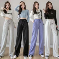 wide leg pants women baggy joggers spring 2021 new high waist gray black sweatpants sport clothing trousers femme ropa mujer