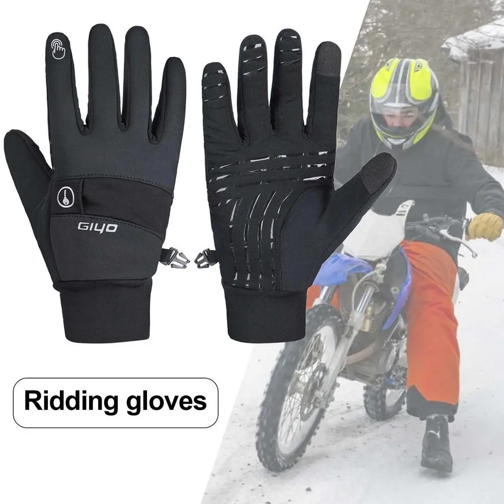 

1 Pair Trolley Winter Cycling Gloves Sensitive Touch Screen Windproof And Warm Safety Reflective Non-slip And Wear-resistant