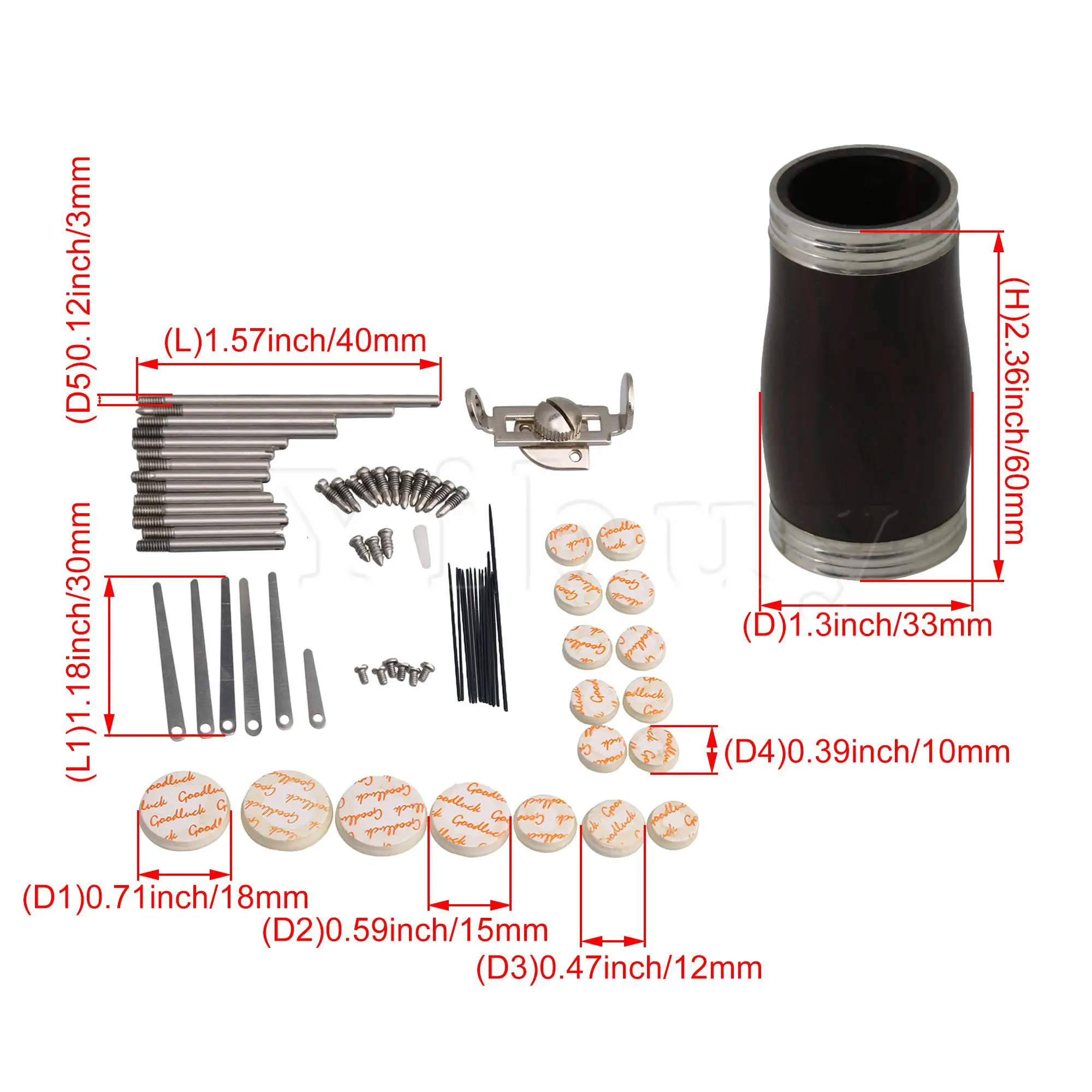 

Yibuy 6x3.3cm Ebony Wood Clarinet Barrel Instrument Accessory with Repair Kit