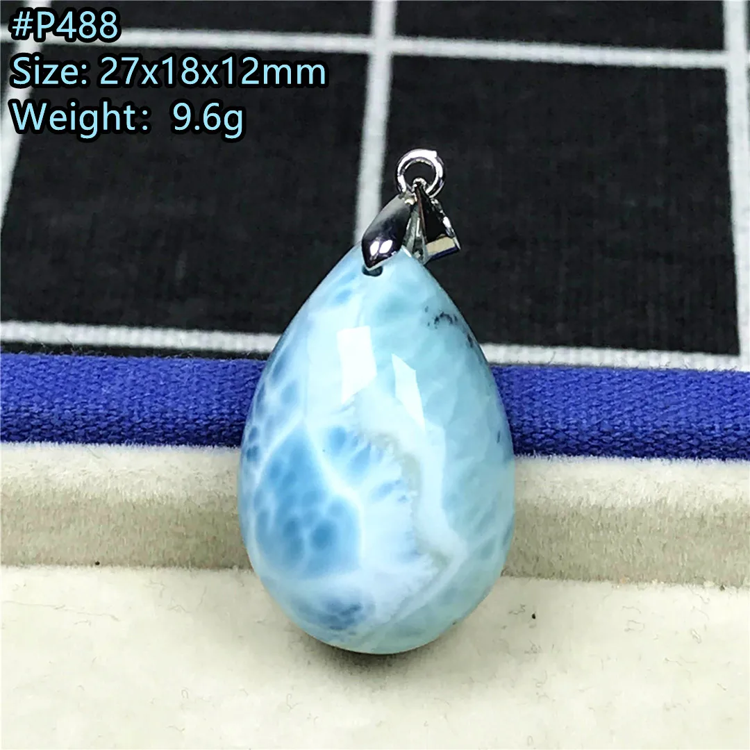 Натуральный Синий Larimar ожерелье кулон ювелирные изделия для женщин и мужчин