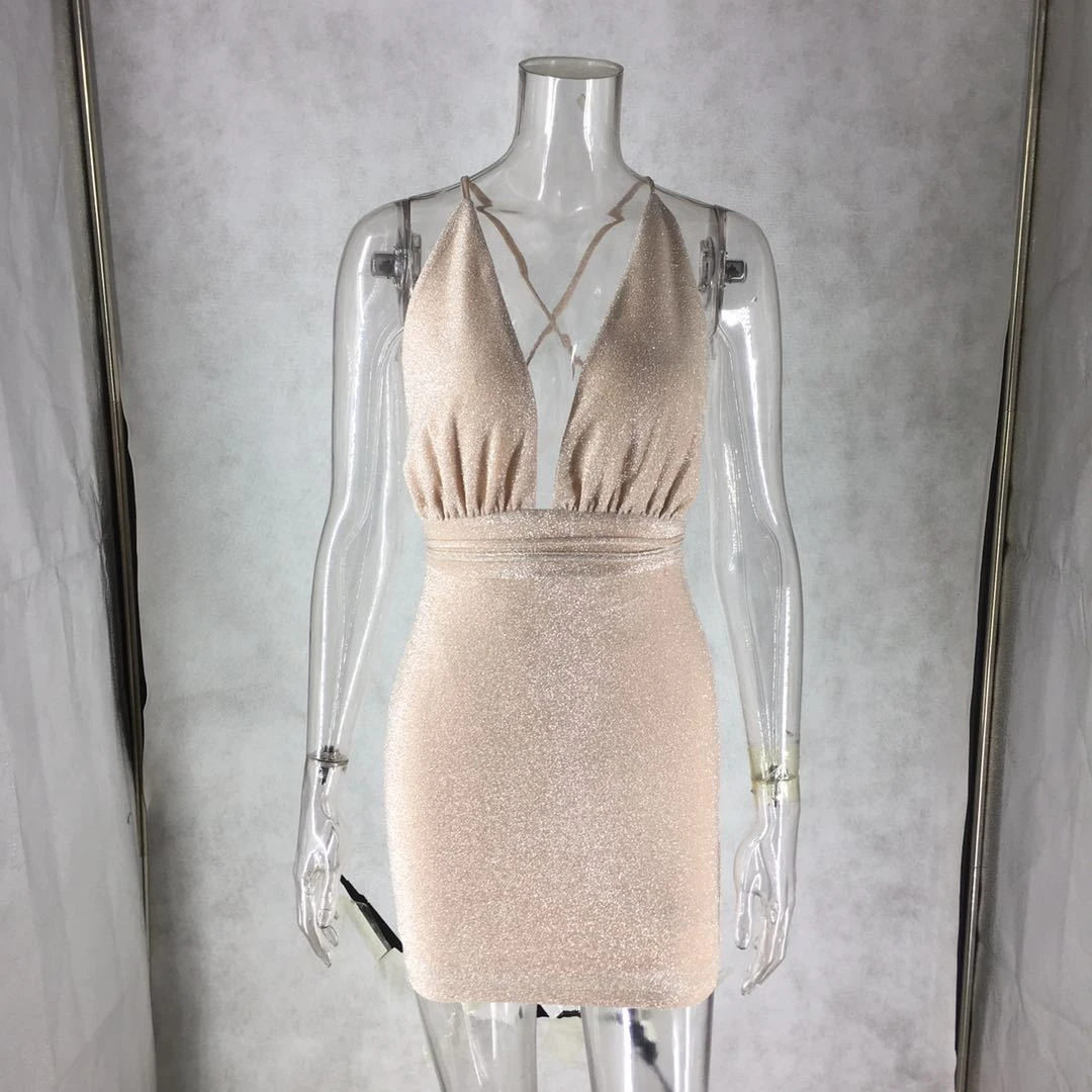 Женское облегающее мини-платье с V-образным вырезом | Женская одежда