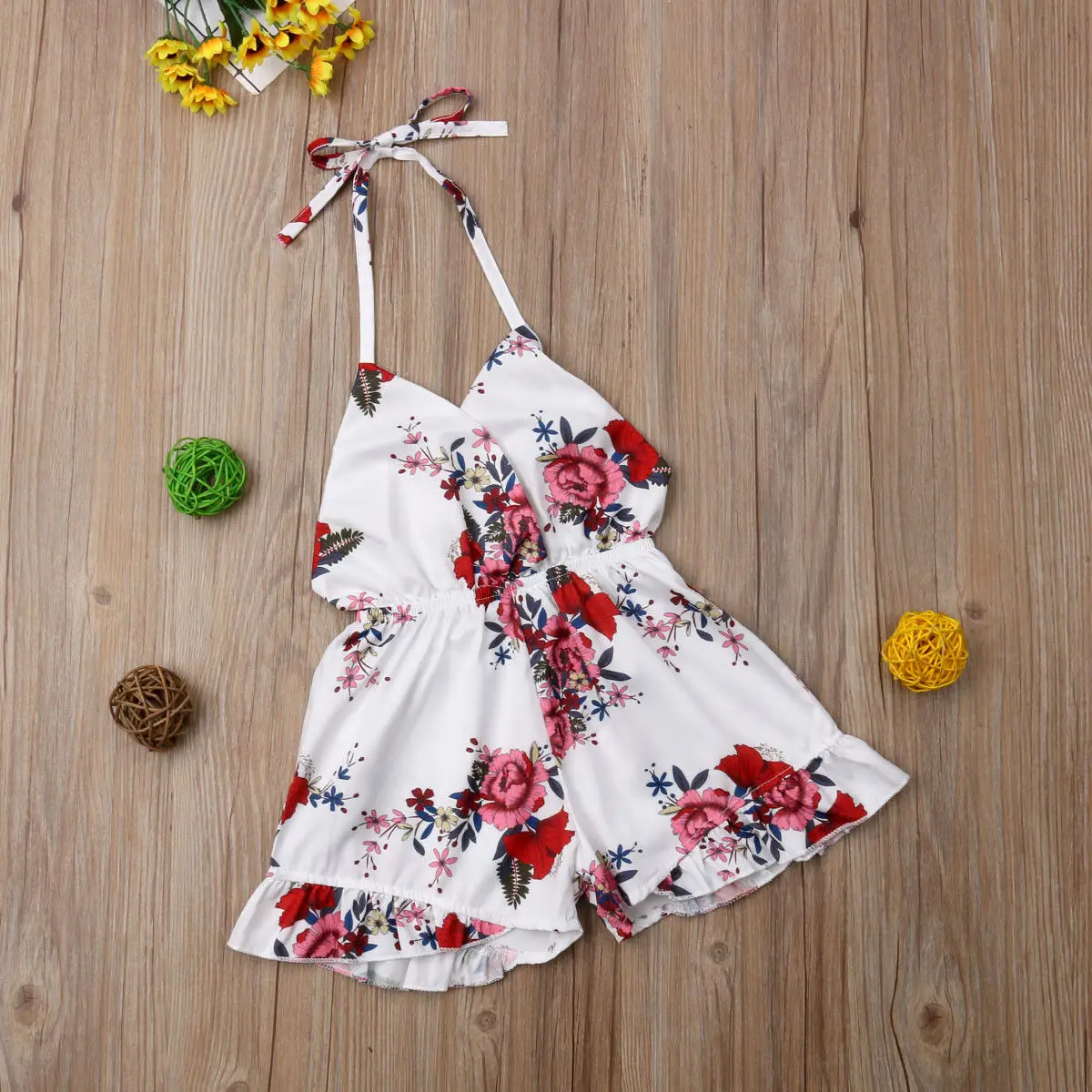 Новый брендовый комбинезон для маленьких девочек пляжный костюм с цветочным