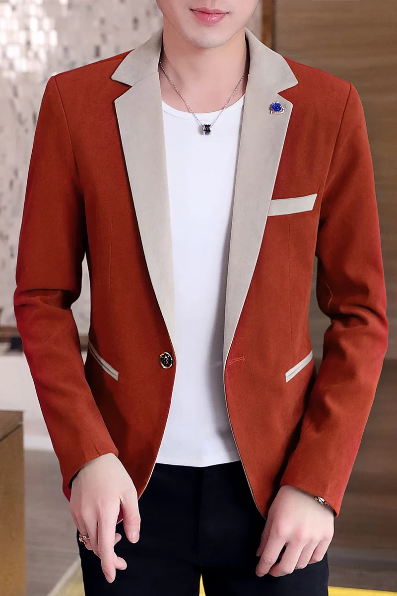 

2022 New Autumn And Winter Pure Color Casual Small Suit Men's Korean Style Slim Trend Small Suit Jacket Spring And Autumn Tide