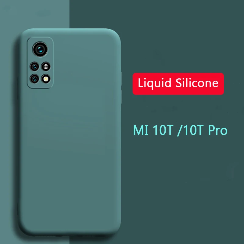 Жидкий силиконовый чехол для xiaomi MI 10T Pro 5G мягкий с объективом камеры полная