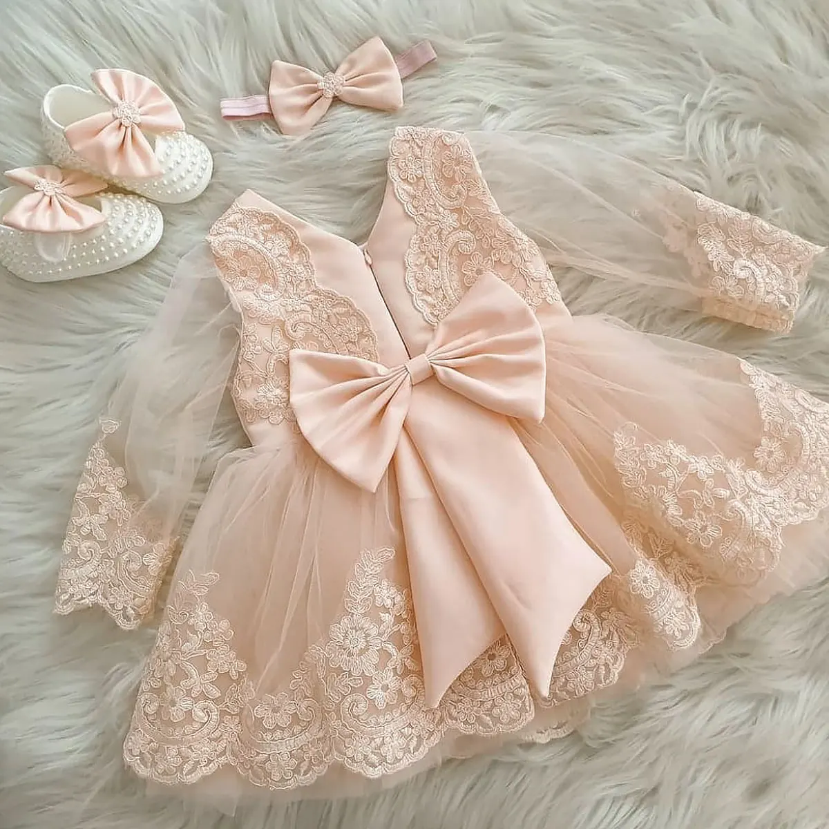 

Ma&Baby 6M-6Y Princess Toddler Kid Baby Girl Dress Long Sleeve Lace Bow Tutu Dresses For Girls Party Wedding Birthday Costumes