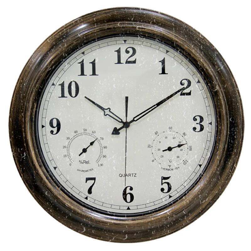 

Большие настенные часы, уличные водонепроницаемые бесшумные часы в стиле ретро, металлические украшения для бассейна, термометра, гостиной