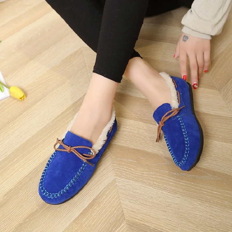 

Women Winter Loafers with plush flock Inside Slip-On Casual Ladies Shoes Lady's bean shoes Warm Flats comfortable shoes 8hg9