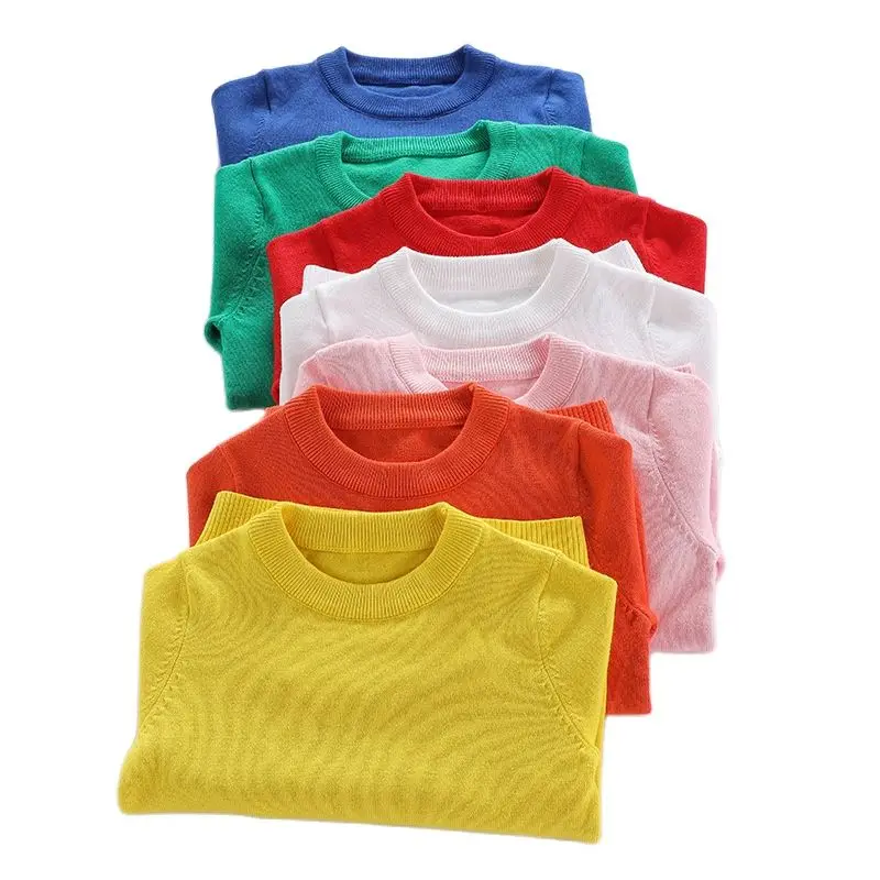 

Pure Color Baby Girl Wool Sweater 2020 Knitted Shirt Spring Autumn Outfit Toddler Boy Clothes College Style Kids Cotton Pullover