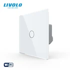 Сенсорный настенный выключатель Livolo с Wi-Fi, стеклянная панель, однополюсный нейтральный, не требуется концентратор, 1 комплект, 1 канал, для умного дома