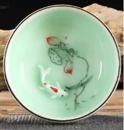 C Lotus Tea Cup Porcelain Zen Drinkware Hand Painted Ceramic New Arrival Small Tea Mug Fish China Tea Set Accessories - Цвет: C