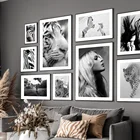 Длинноволосая сексуальная девушка тигр Гепард Зебра настенная Картина на холсте скандинавские плакаты и принты настенные картины для декора гостиной