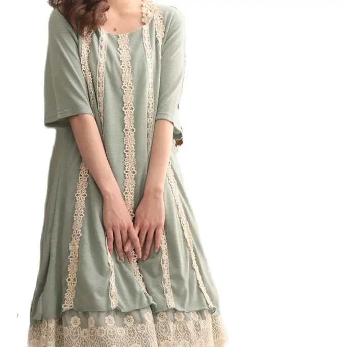 Женское платье в стиле хиппи винтажное кружевное японском рокабилли с оборками и