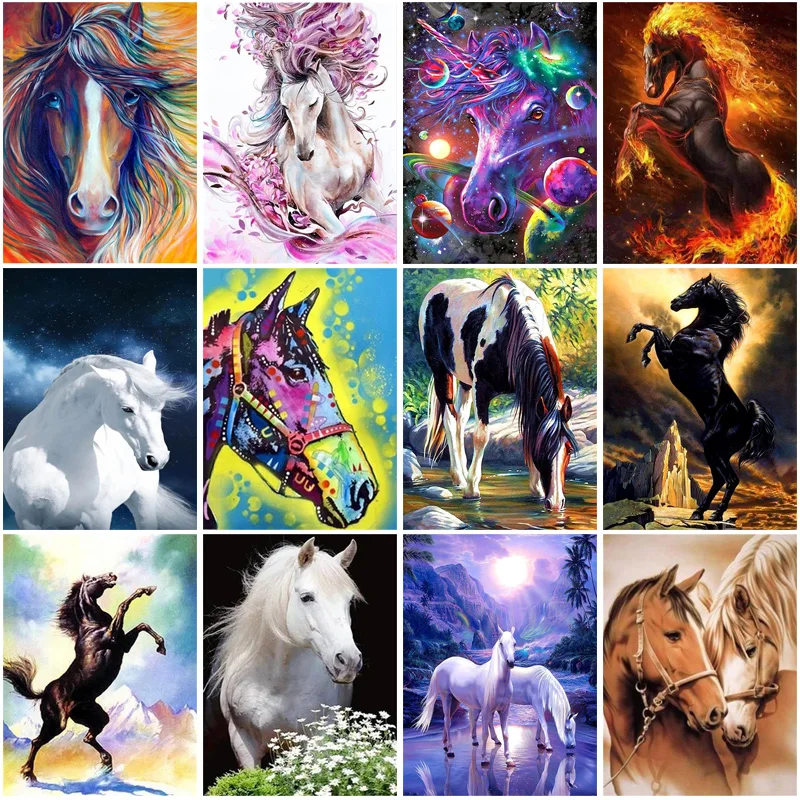 

Diy Animal Diamond Painting Embroidery Horse Mosaic Wall Sticker Full Diamond Cross Stitch Home Decoration Painting