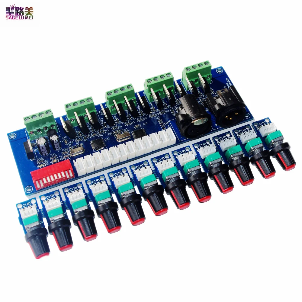 

Светодиодный декодер DC12V-24V 12CH DMX512, 12 каналов, 4 группы, контроллер DMX, диммер 3P RJ45, ручная ручка макс. 24 а для светодиодсветильник лампы