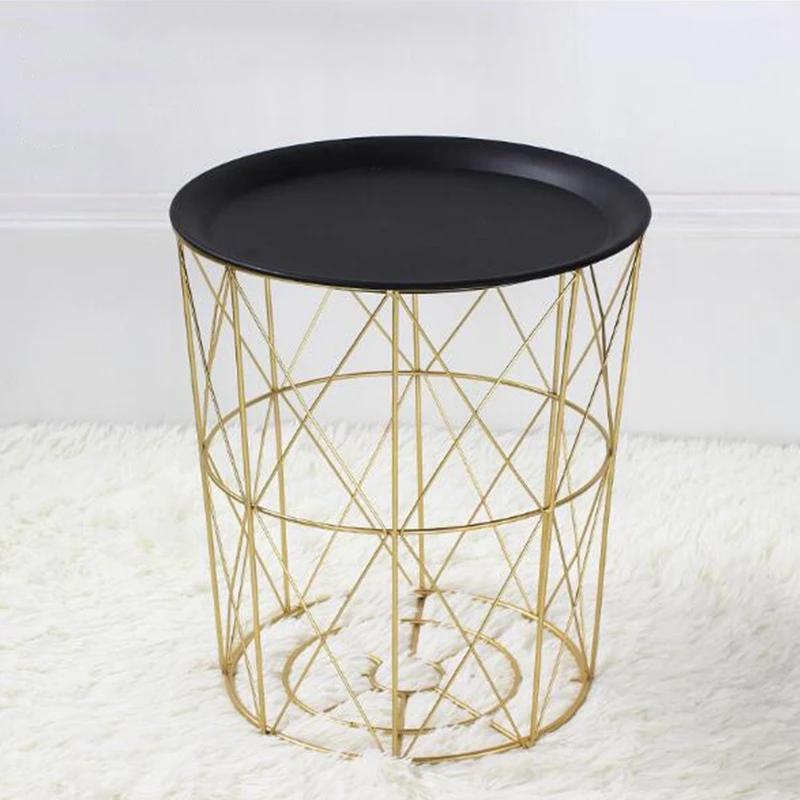 Креативный скандинавский Золотой металлический журнальный столик корзина для