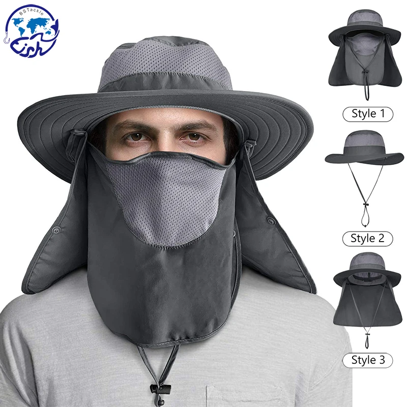 

UPF 50+ Anti-ultraviolet Sun Visor Breathable Mesh Fisherman Hat With Neck Flap Outdoor Wide Brim Mountaineering Fishing Hat