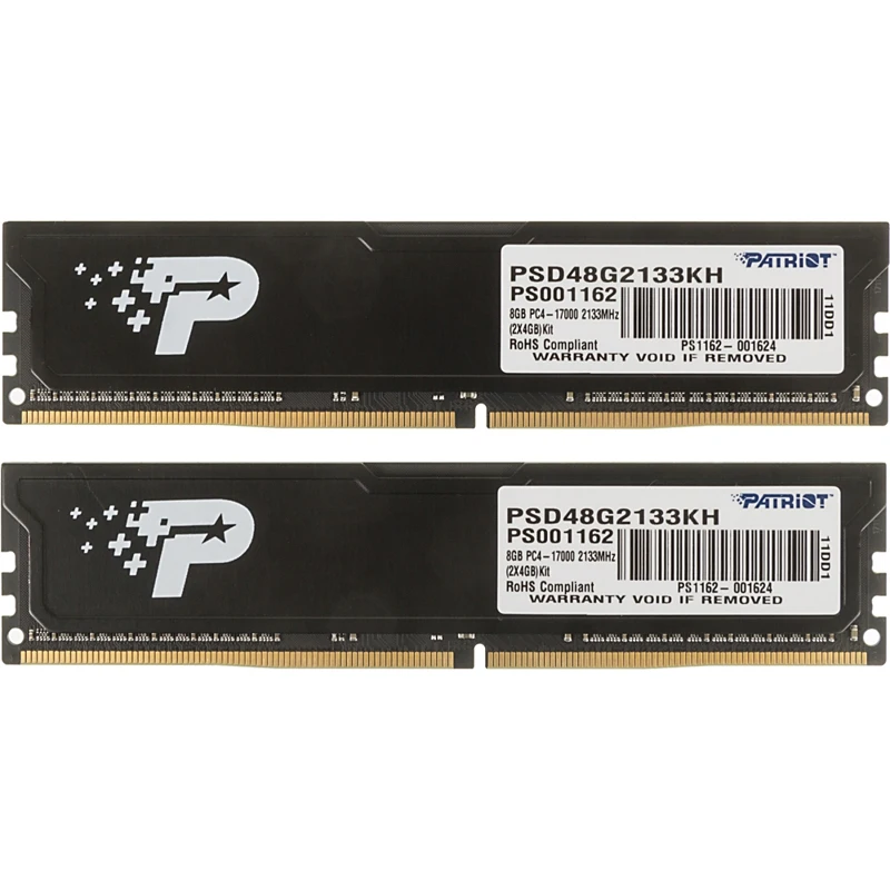 Память DDR4 2x4Gb 2133MHz Patriot PSD48G2133KH RTL PC4-17000 CL15 DIMM 288-pin 1.2В | Компьютеры и офис