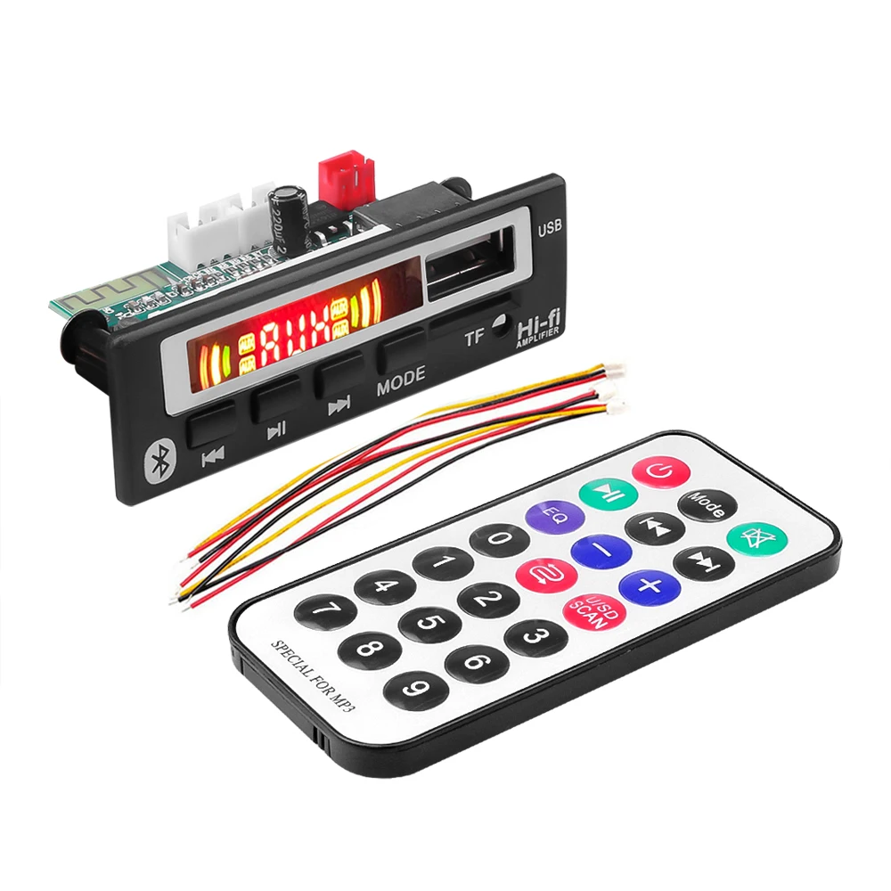 USB AUX Bluetooth V5.0 беспроводной приемник MP3-плеер 5 в 12 В MP3 декодер плата автомобильный