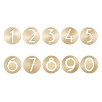 brass material round 3d digital house decoration number wall sticker number sign door plate for hotelcafeteriahouse decorative