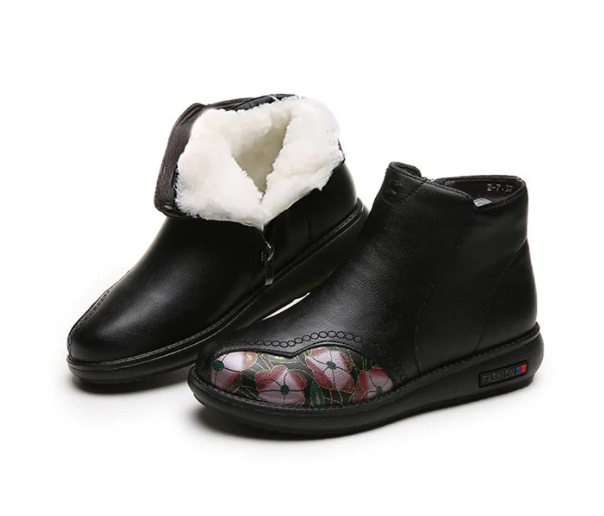 

Кожаные зимние ботильоны, теплая женская обувь с мехом, Толстая Женская водонепроницаемая обувь на молнии, женские зимние ботинки