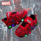 Детские светящиеся кроссовки Человек-паук, дышащая сетчатая спортивная мягкая обувь с светильник светкой, подарок, детская игрушка