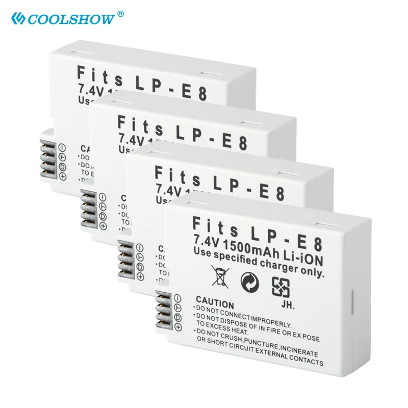 

LP-E8 Battery for Canon EOS 600D 550D 650D 700D Kiss X5 X4 X6 X7 Rebel T3i T2i T4i T5i 1500Mah Camera Batteries LP E8