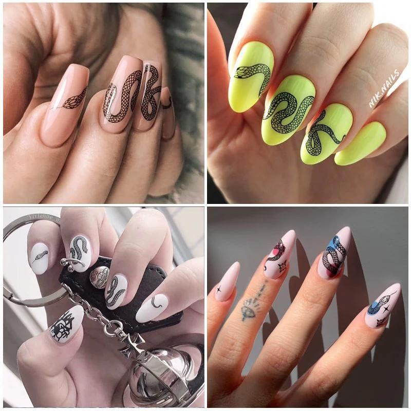 

Snake Design Flower Butterfly Transfer Stickers Slider Decals 3D Nail Art Stickers Tip Manicuring Art Decoration Accessories