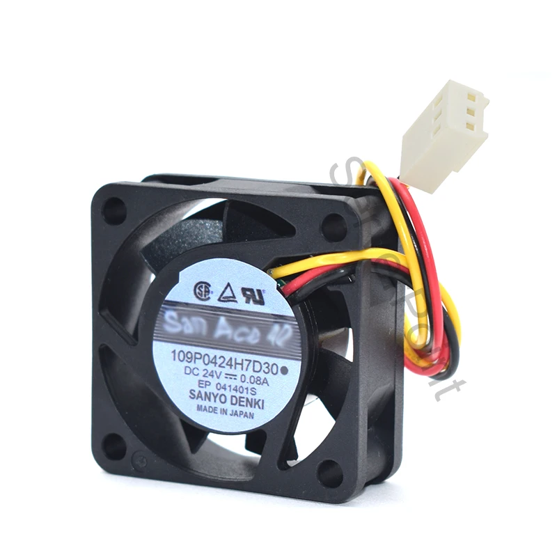 Оригинальный Для Sanyo 109P0424H7D30 4 см 24V 0.08A 3 провода квадратный Сервер вентилятор