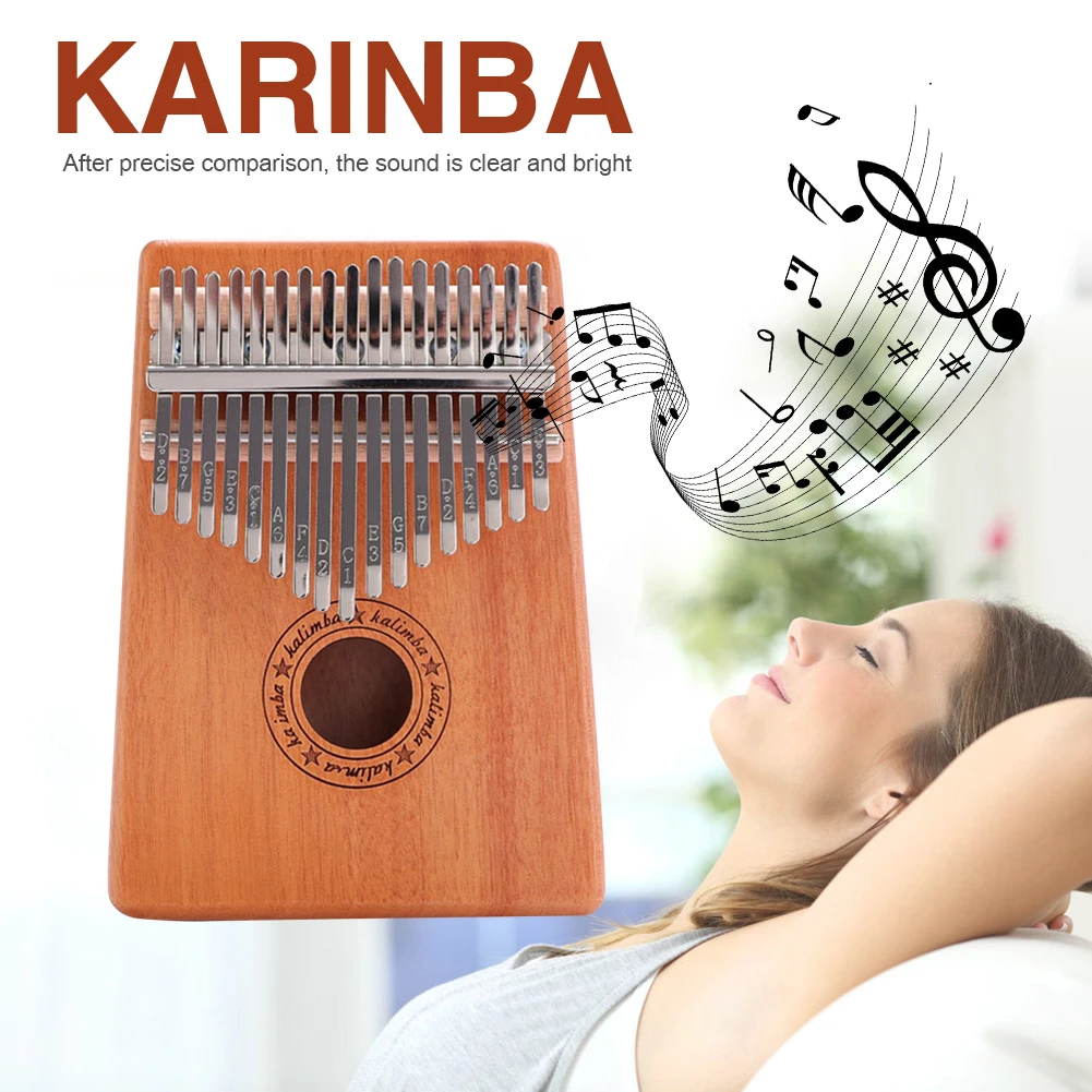 

Thumb Finger Piano Mahogany Wood Kalimba African Sanza Mbira 17-Key Lightweight Portable Music Elements for Beginner