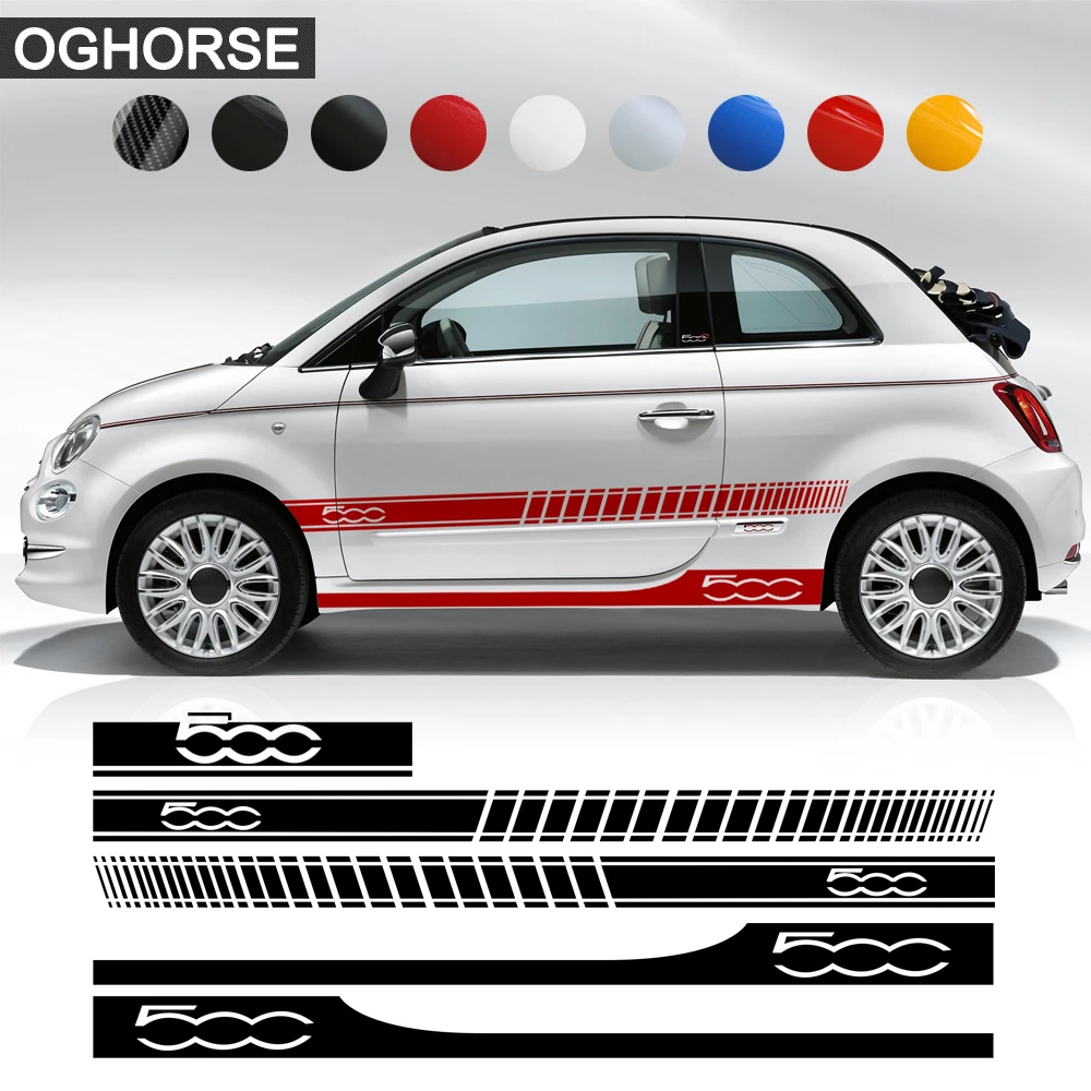 

for Fiat 500 Abarth 595 695 500C 500e Vintage Accessories Car Door Side Stripes Skirt Hood Cover Sticker Vinyl Body Kit Decal