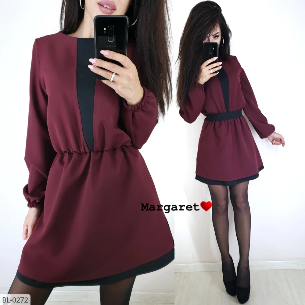 New Fashion Women Autumn Dress 2019 A-line lantern Long Sleeve O-neck Black Patchwork Mini Casual with Belt Dresses | Женская одежда
