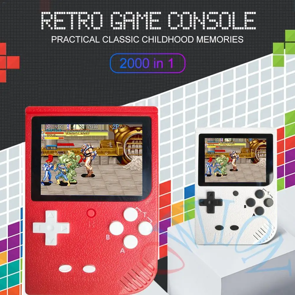 Dro 2000 в 1 Ретро игровая портативная консоль цветной lcd Детский Цветной игровой