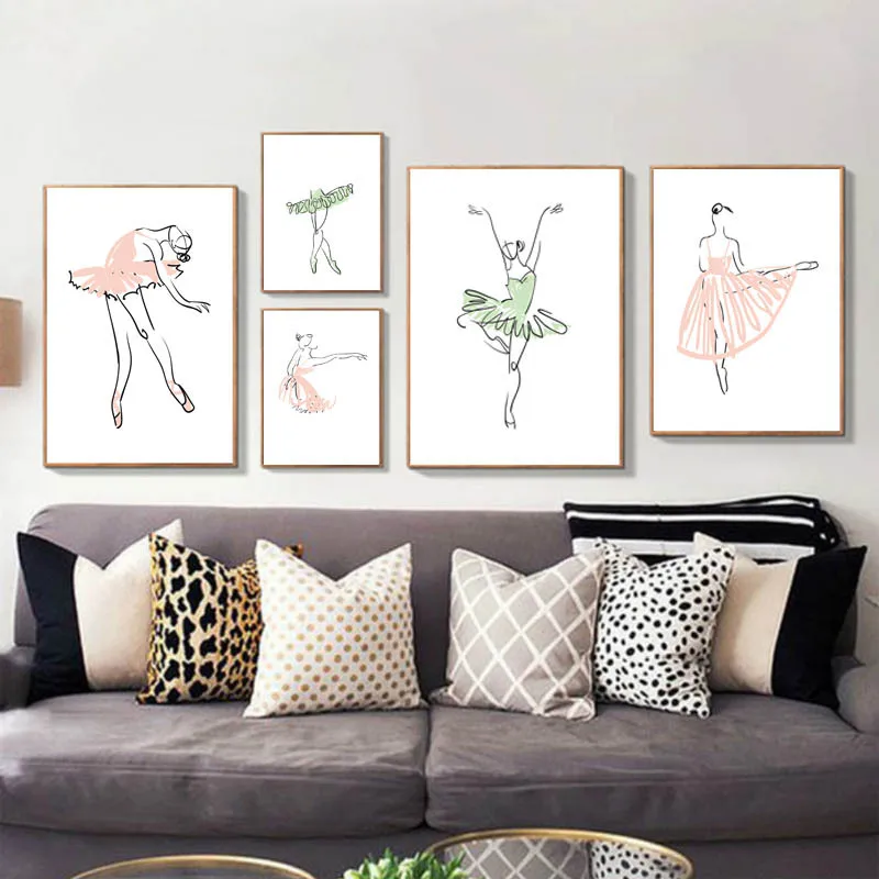 Абстрактная балерина принт одна линия рисунок тела искусство холст живопись