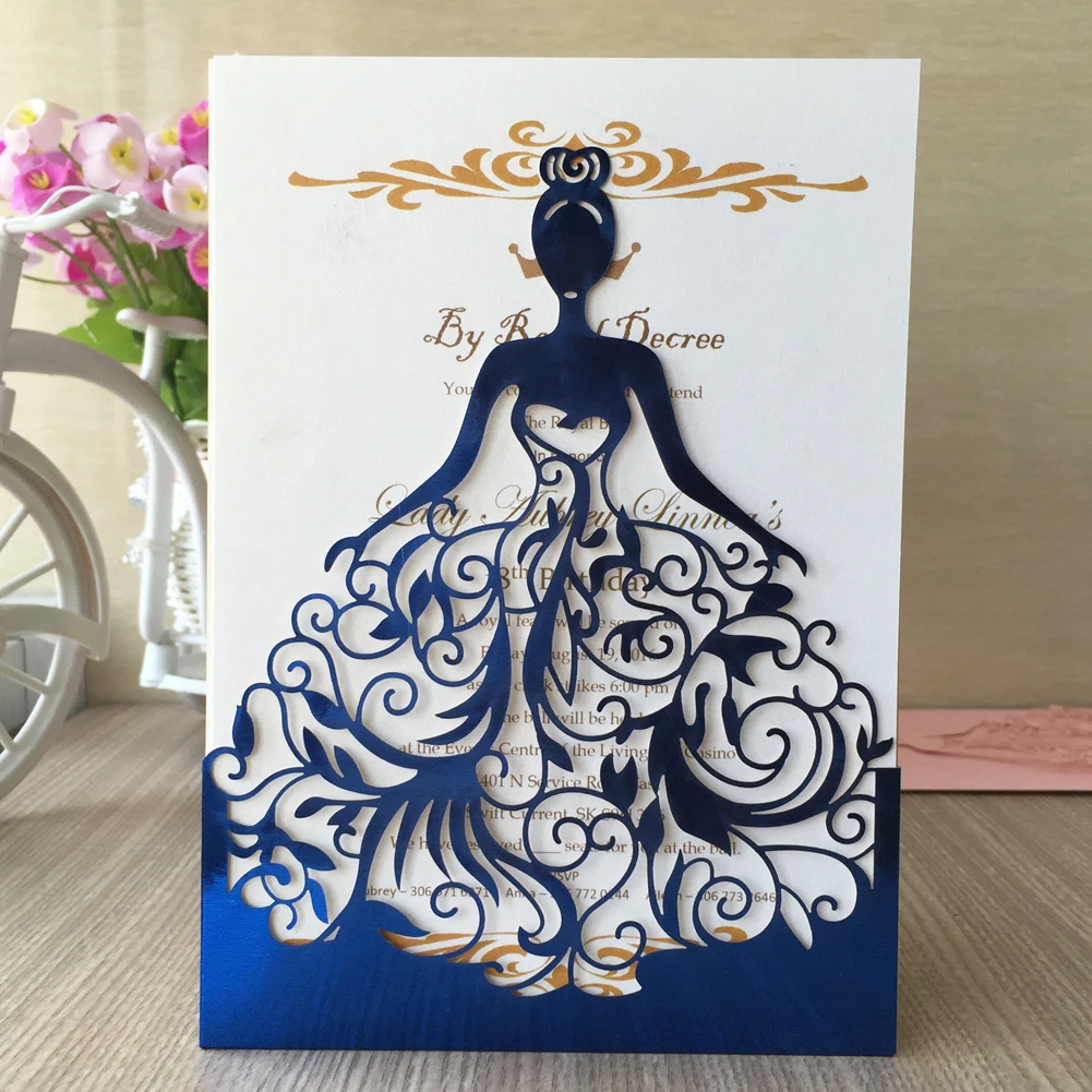 50 шт. красивые приглашения на свадьбу 15 го 16 день рождения для девочек и красочные