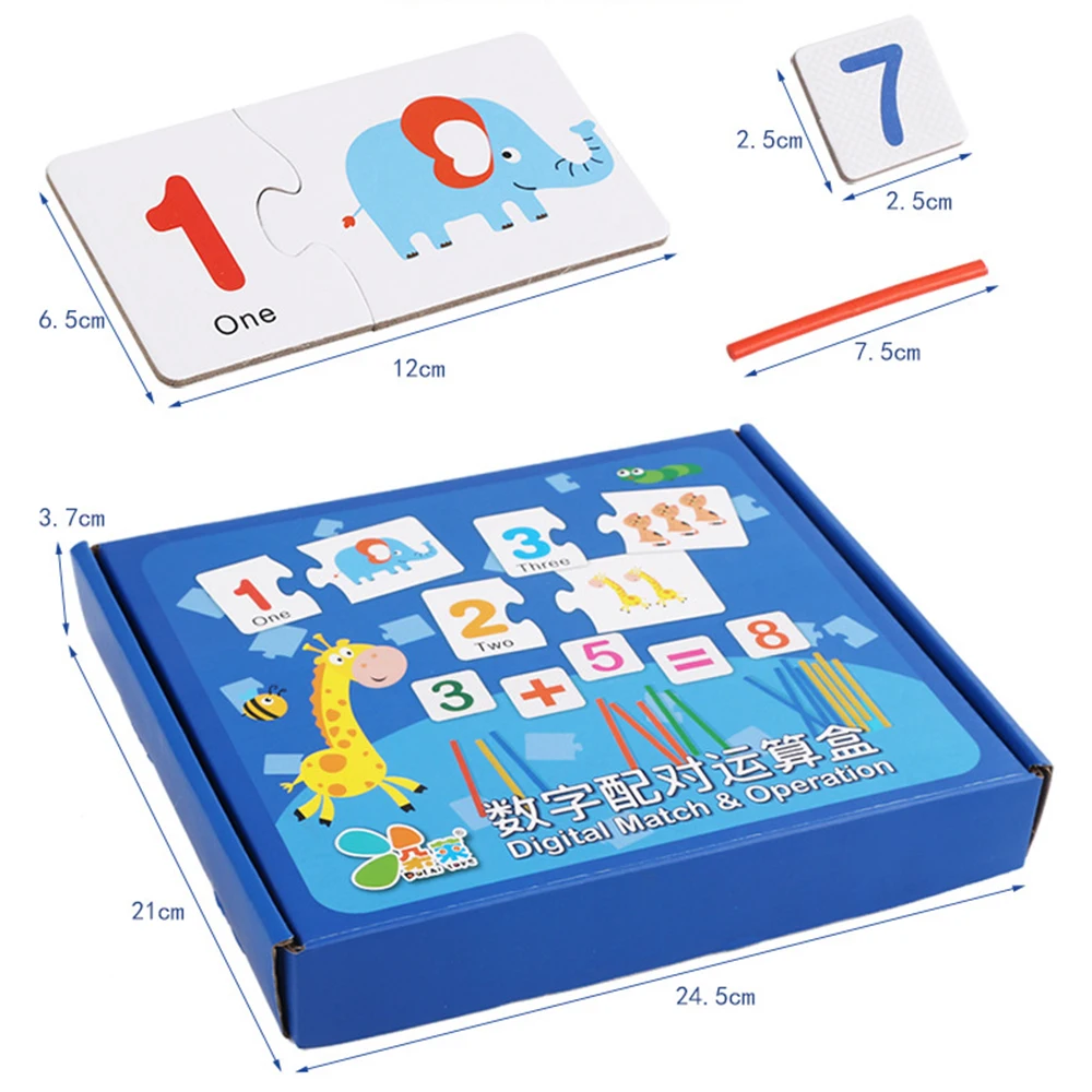 Children Wooden Toy Mathematics Numbers Sticks Digital Pairing Toys Kids Early Learning Counting Educational Box Gift | Игрушки и хобби