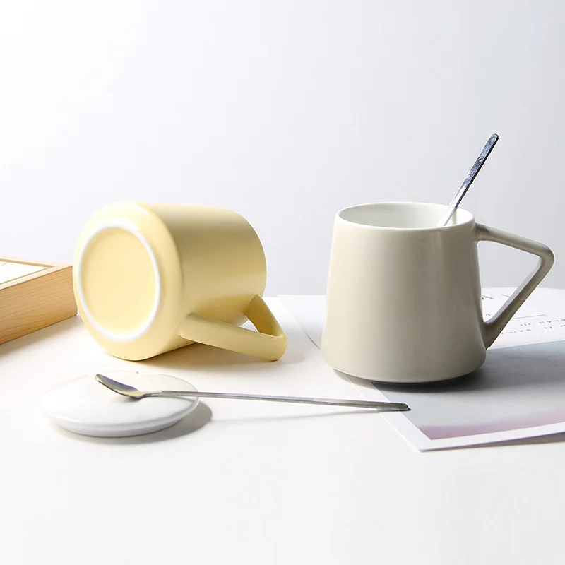 1 шт. 350 мл креативные парные Чашки Керамическая Кружка с Ложка Крышка тренд