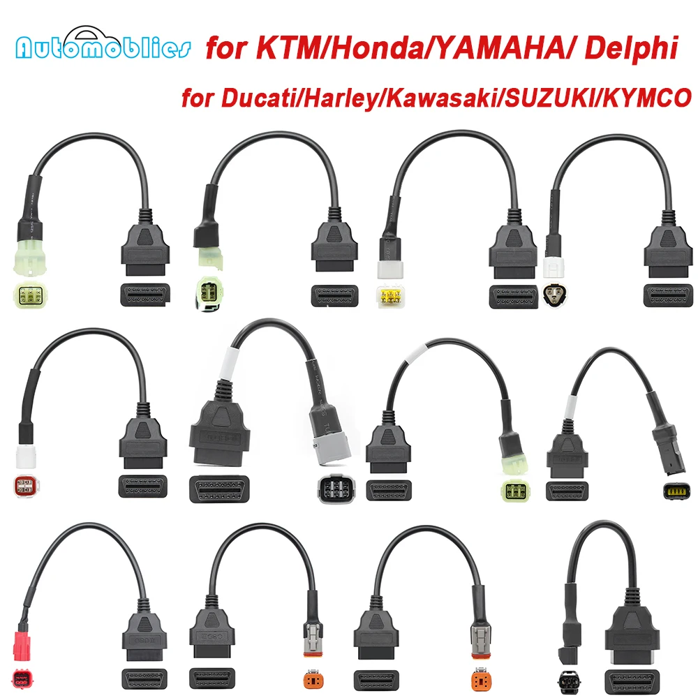 OBD2 Connector For KTM Motorcycle Motobike 6Pin Yamaha/Honda/Harley/Ducati/Kawasaki OBD Auto Tools Moto Extension Cable | Автомобили и