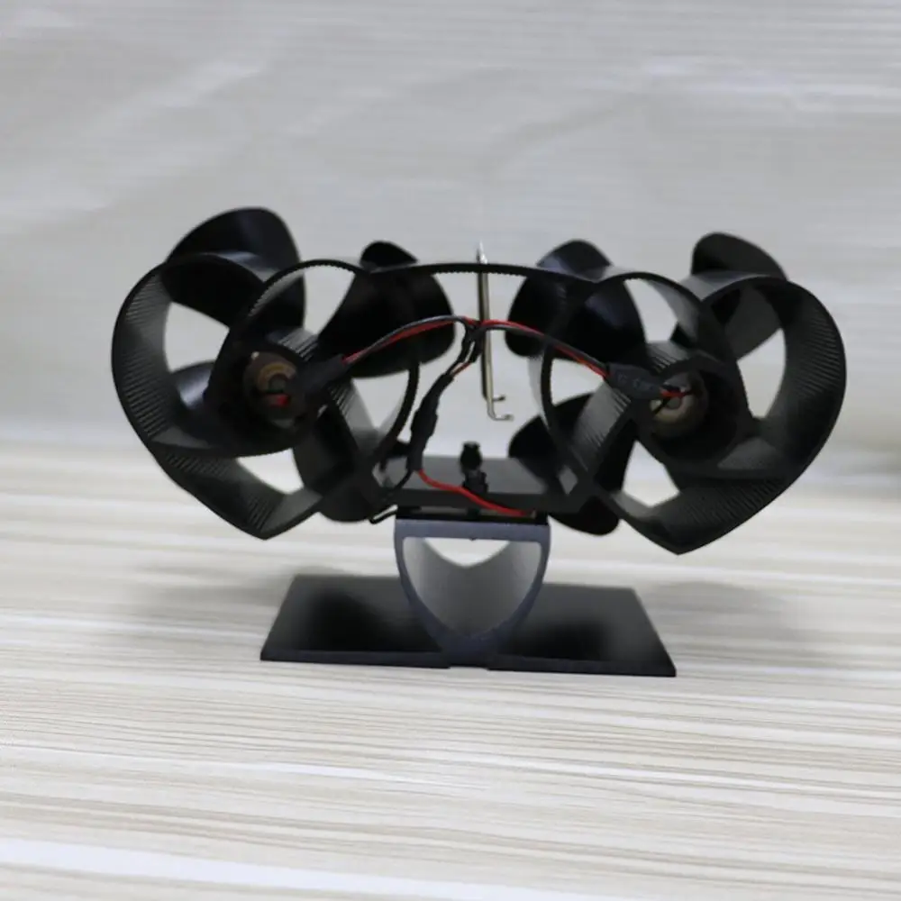 

4-Blade Heat Powered Wood Stove Fan Double-Head Heart-Shaped Fireplace Thermal Power Blower Energy Saving More Efficiency