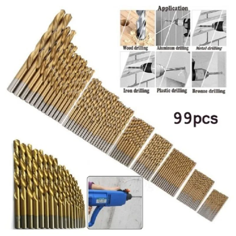 Высокоскоростное титанизированное спиральное сверло из стали 99 шт. бит 1 5 мм 10