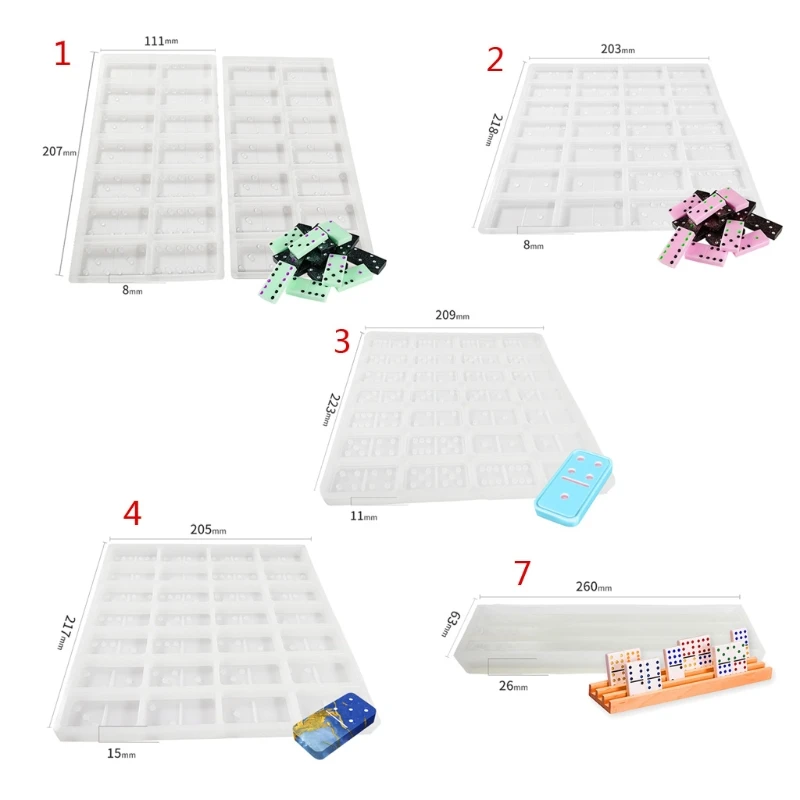

Dominoes Epoxy Resin Silicone Molds with Rack Tray Double Six Game Toy DIY Molds F3MD