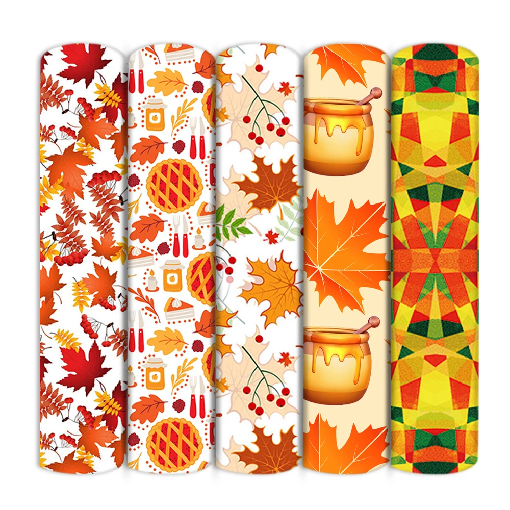 Ткань из полиэстера хлопка тыквы кленового листа меда с принтом ткань для шитья