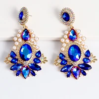 new colorful rhinestone earrings with pearl crystal drop earring luxury earing for women jewelry accessories gift wholesale
