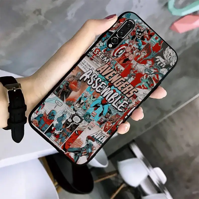 

Marvely Super Heros Phone Case For Huawei G7 G8 P7 P8 P9 P10 P20 P30 Lite Mini Pro P Smart Plus Black Soft TPU Cove Fundas