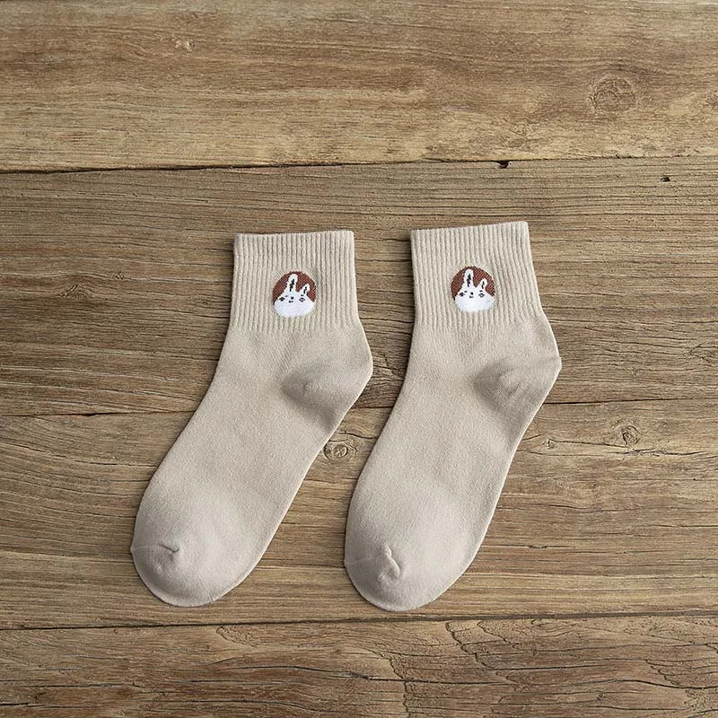 Khaki Socks Креативные забавные носки из хлопка с разными милыми животными; женские носки; дизайн; милые носки с героями мультфильмов в стиле Харадзюку; Sokken - Цвет: Khaki Socks