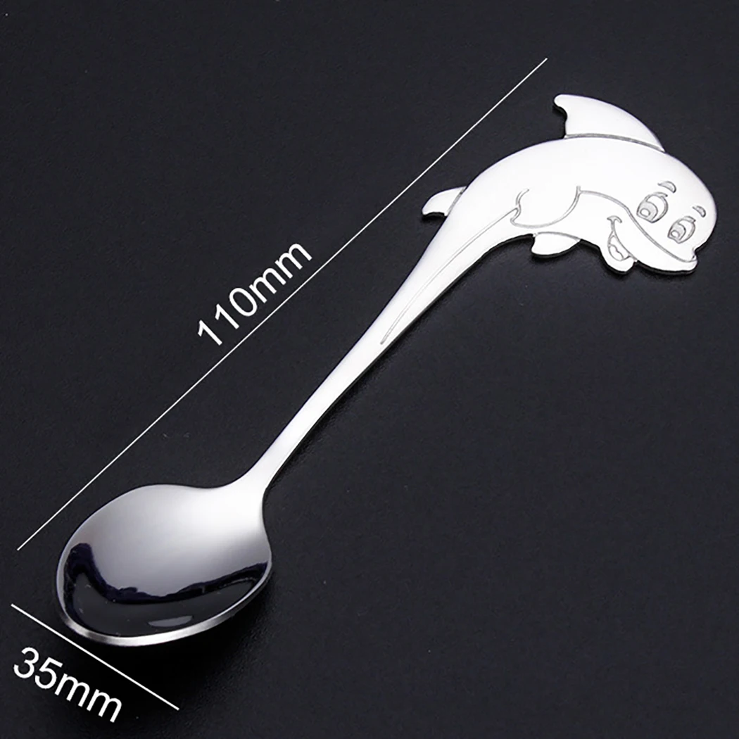 

5PCS Hot Selling Coffee Spoon Fashion Creative Hanging Dolphin Design Stainless Steel Espresso Spoon Dessert Spoon Coffeeware
