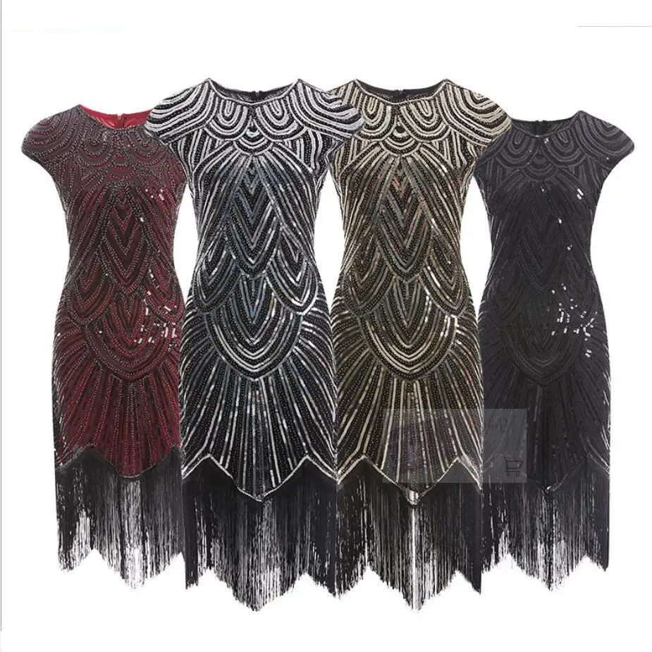 Женское винтавечерние платье с v образным вырезом и блестками|Костюмы из фильмов