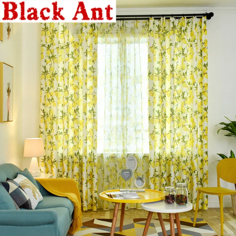 Занавески с желтым лимонным узором занавески для спальни тюль гостиной