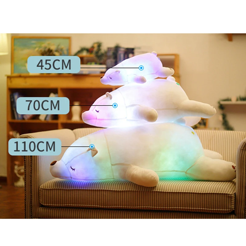

Colorful Flash LED Plush Toy Polar Bear Light-emitting Kids Doll Soft Animal Stuffed Pillow Cute Gift for Children Luminous Toy